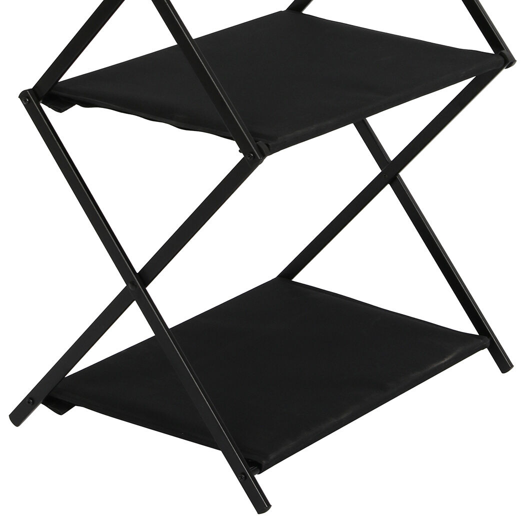 Foldable Camping Storage Shelves 2 Layer with Hooks Black Price