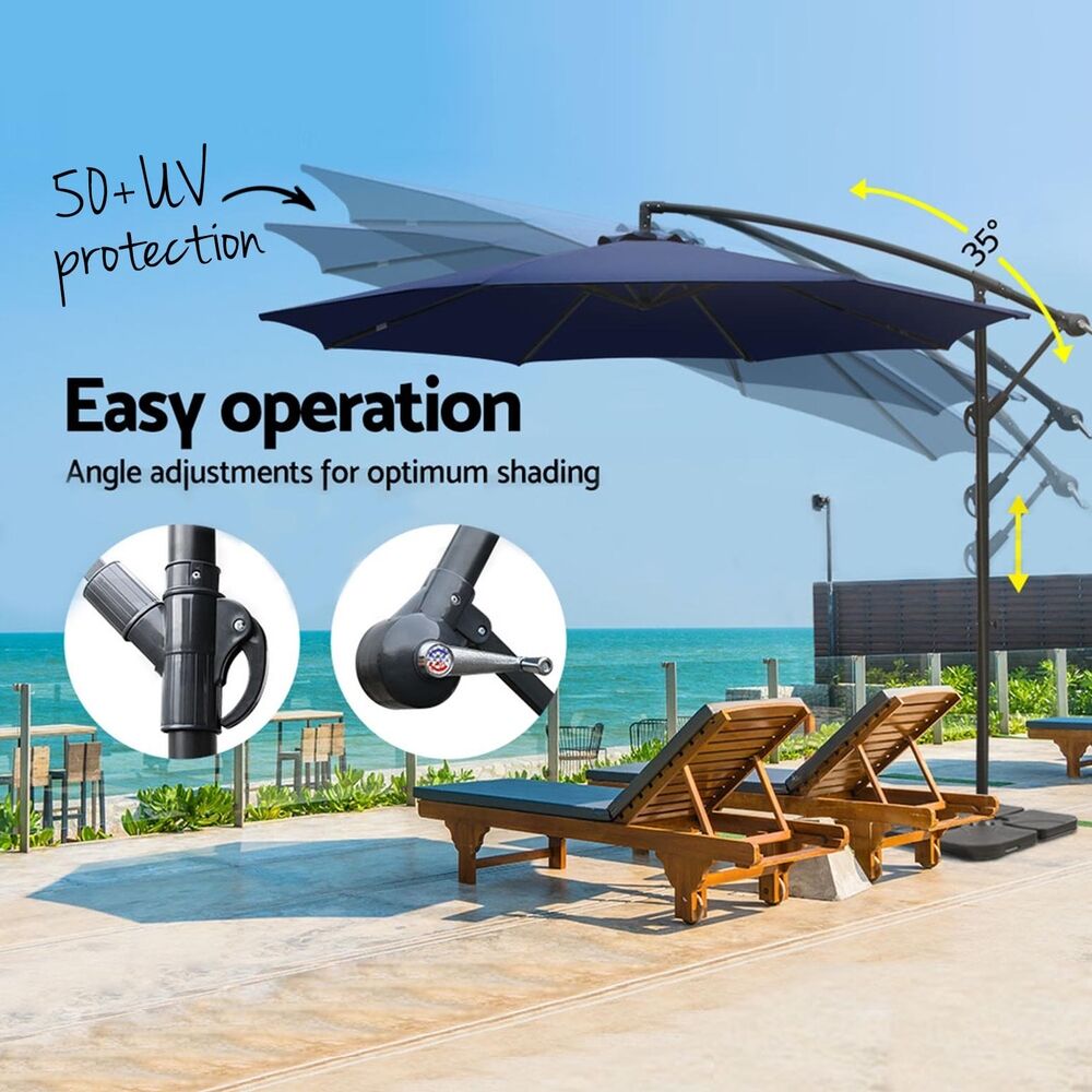 3m Umbrella w/Base Outdoor Cantilever Beach Garden Patio Parasol Navy Price