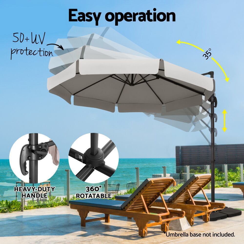 3m Outdoor Umbrella Cantilever 360 Degree Tilt Beach Roma Grey Price