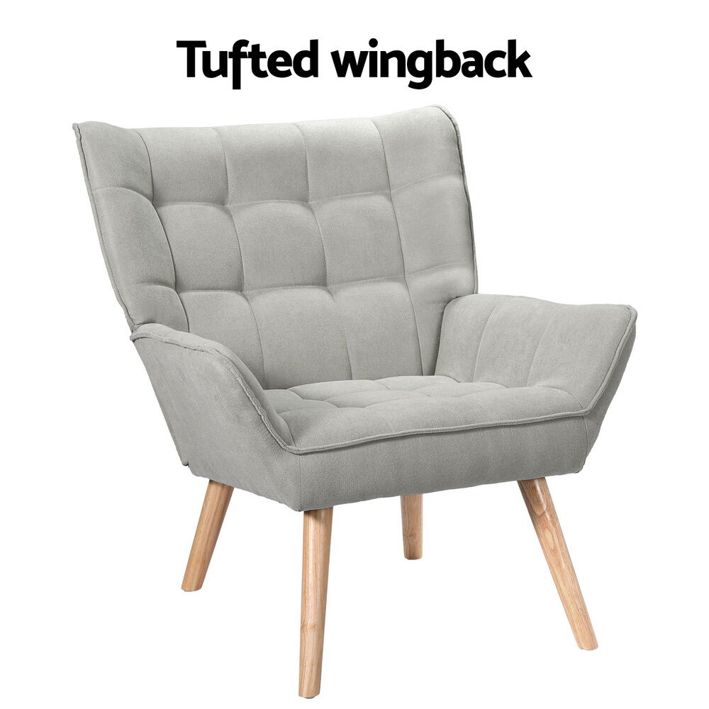 Artiss Armchair Lounge Chair Accent Chairs Sofa Linen Fabric Cushion Seat Grey Price