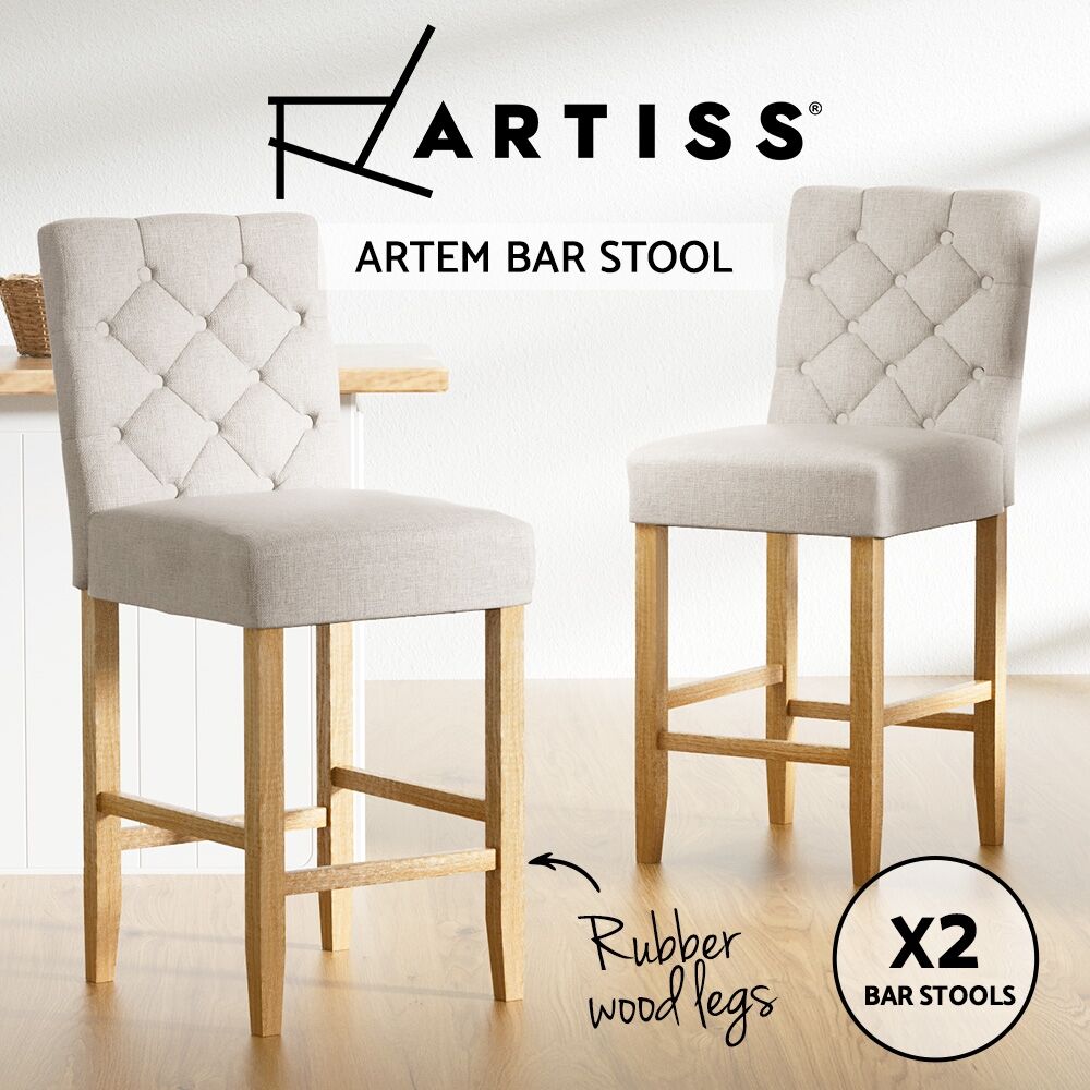 Artiss 2x Bar Stools Linen Upholstered Chairs Price
