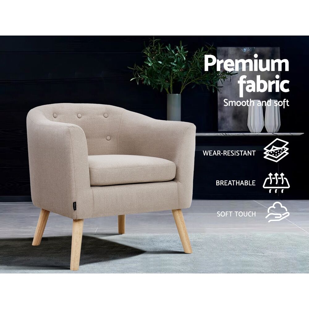 Artiss Armchair Tub Chair Beige Adora Price