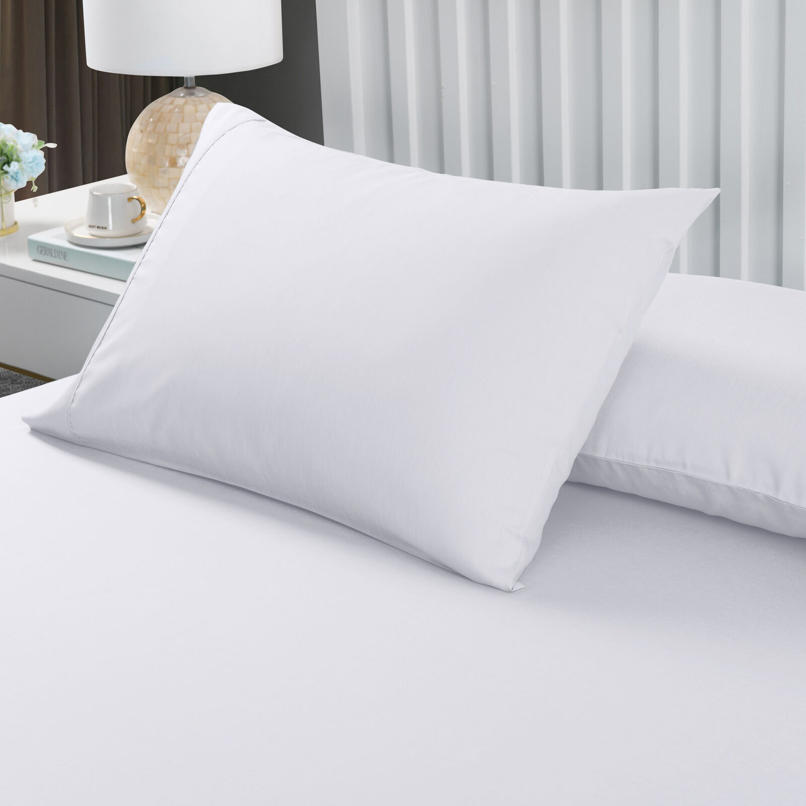 2000TC 3 Piece Fitted Sheet and Pillowcase Set Bamboo Cooling - King - White Price