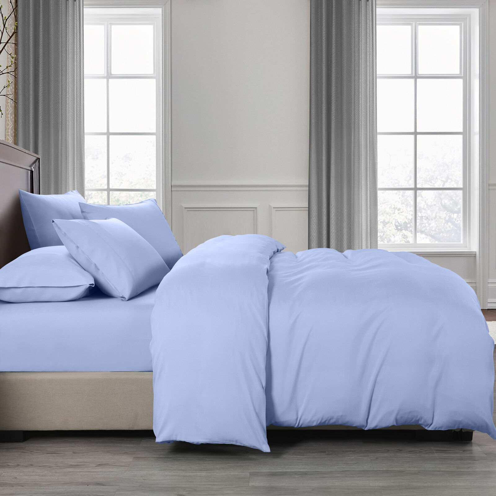 Royal Comfort 2000TC 6 Piece Bamboo Sheet & Quilt Cover Set Cooling Breathable - Double - Light Blue Price