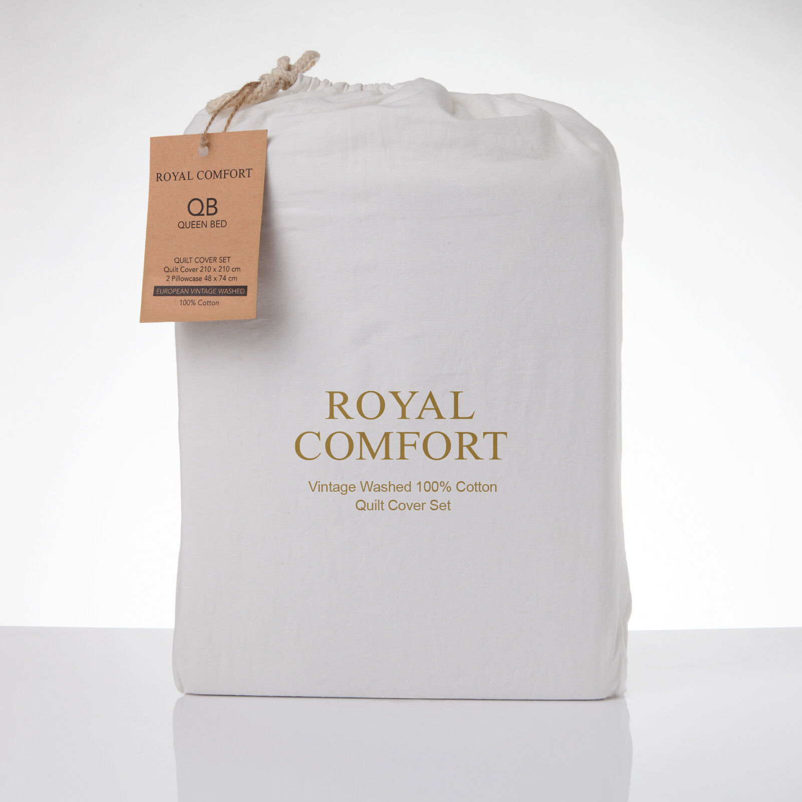 Royal Comfort Vintage Washed 100% Cotton Quilt Cover Set Bedding Ultra Soft - Double - White Price