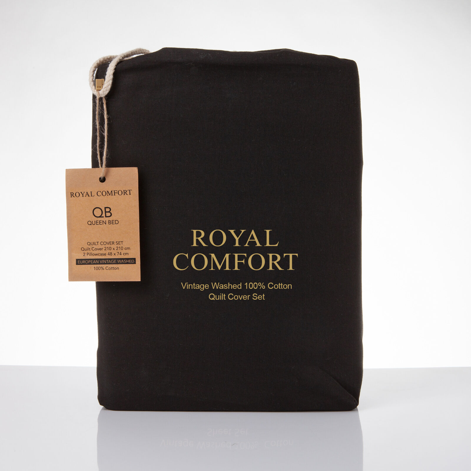 Royal Comfort Vintage Washed 100% Cotton Quilt Cover Set Bedding Ultra Soft - Double - Charcoal Price