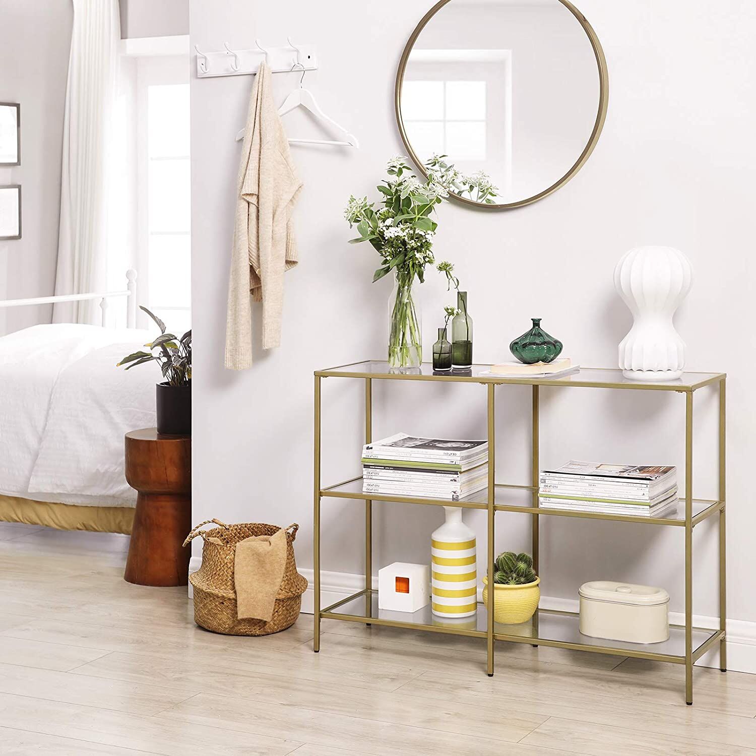 3-Tier Tempered Glass Sofa Table Modern Storage Shelf Price