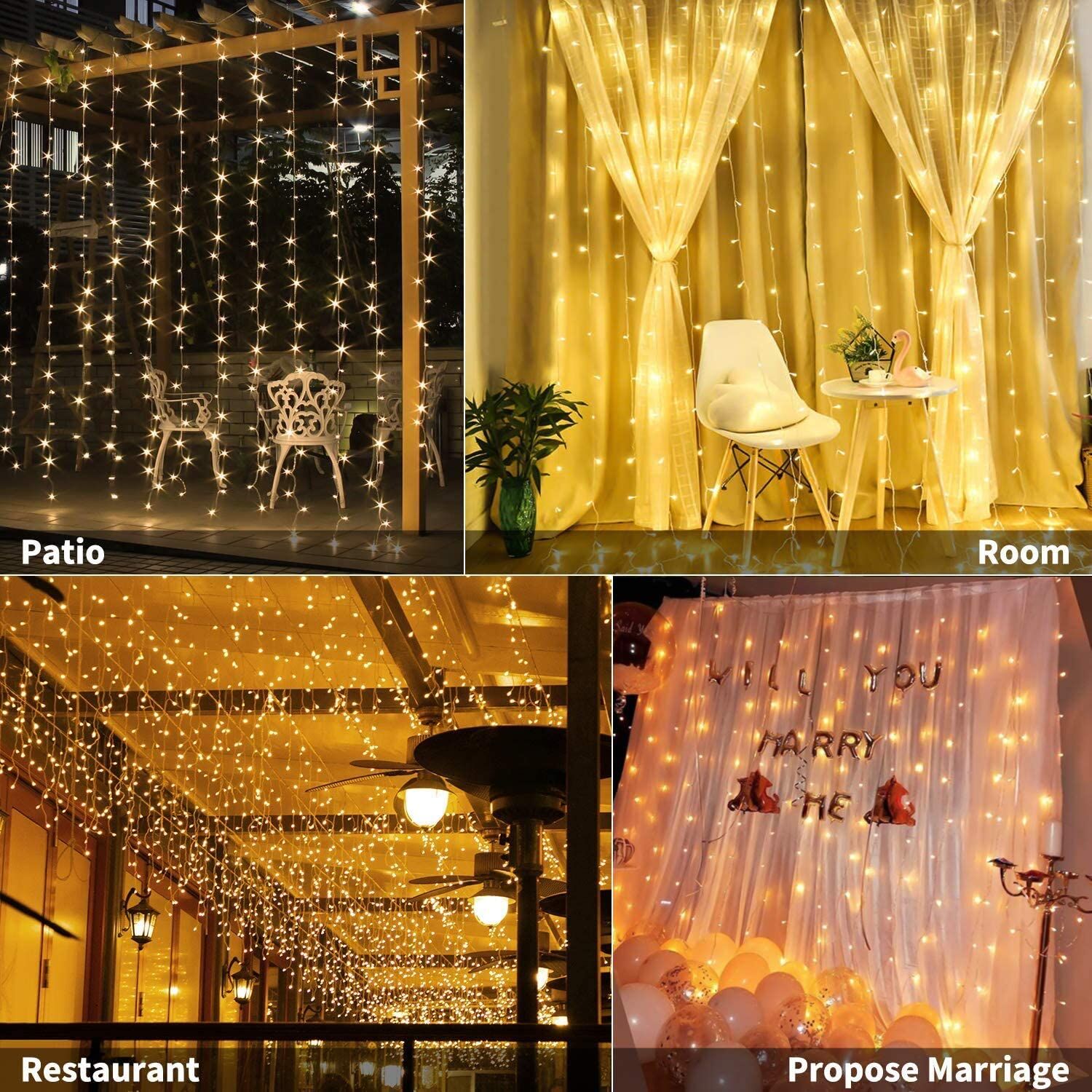 USB Powered 300 LED Curtain String Light with 8 Modes and Remote Control for Bedroom Party Wedding Decorations Price