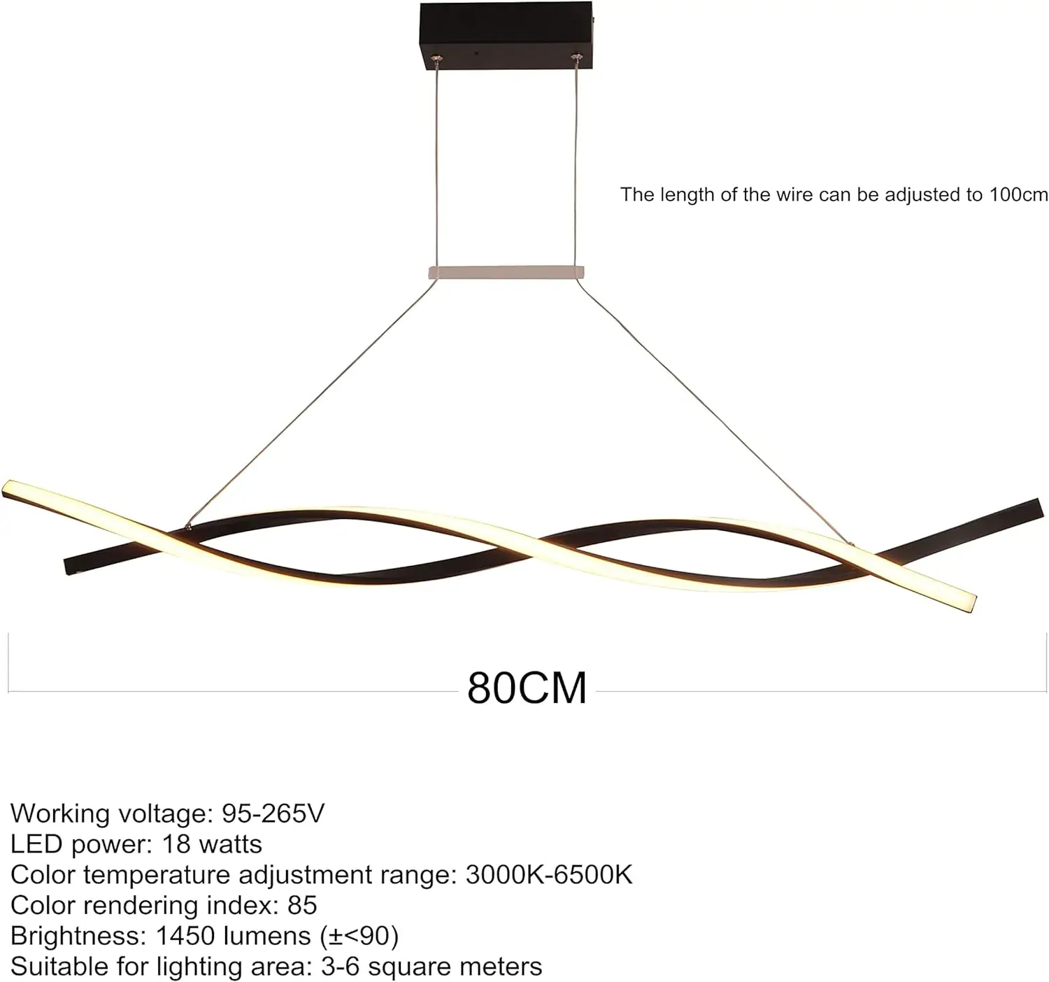 Modern LED Chandelier Lighting Lamps Bedroom Kitchen (Black, L80cm Pendant) Price