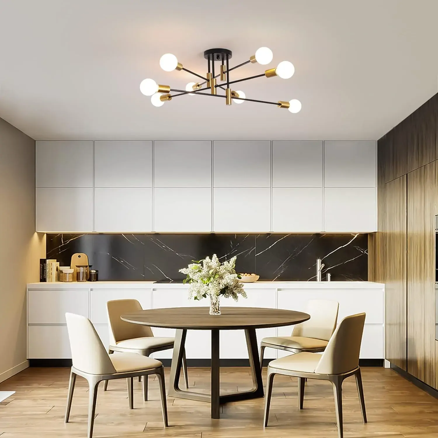 Modern Black Gold Ceiling Light 8 Lights Price