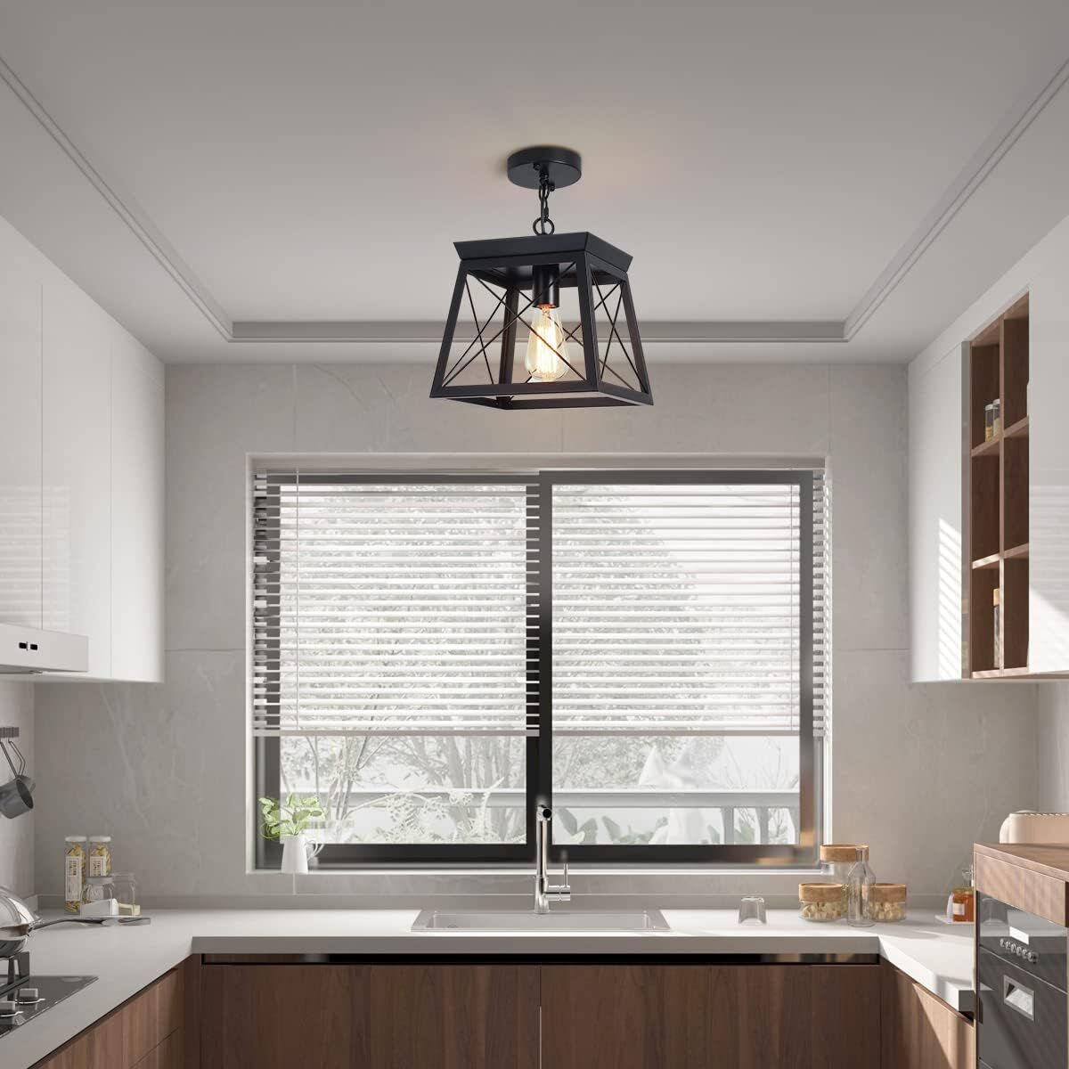 Farmhouse Pendant Light Rustic Lantern Chandelier Black Price