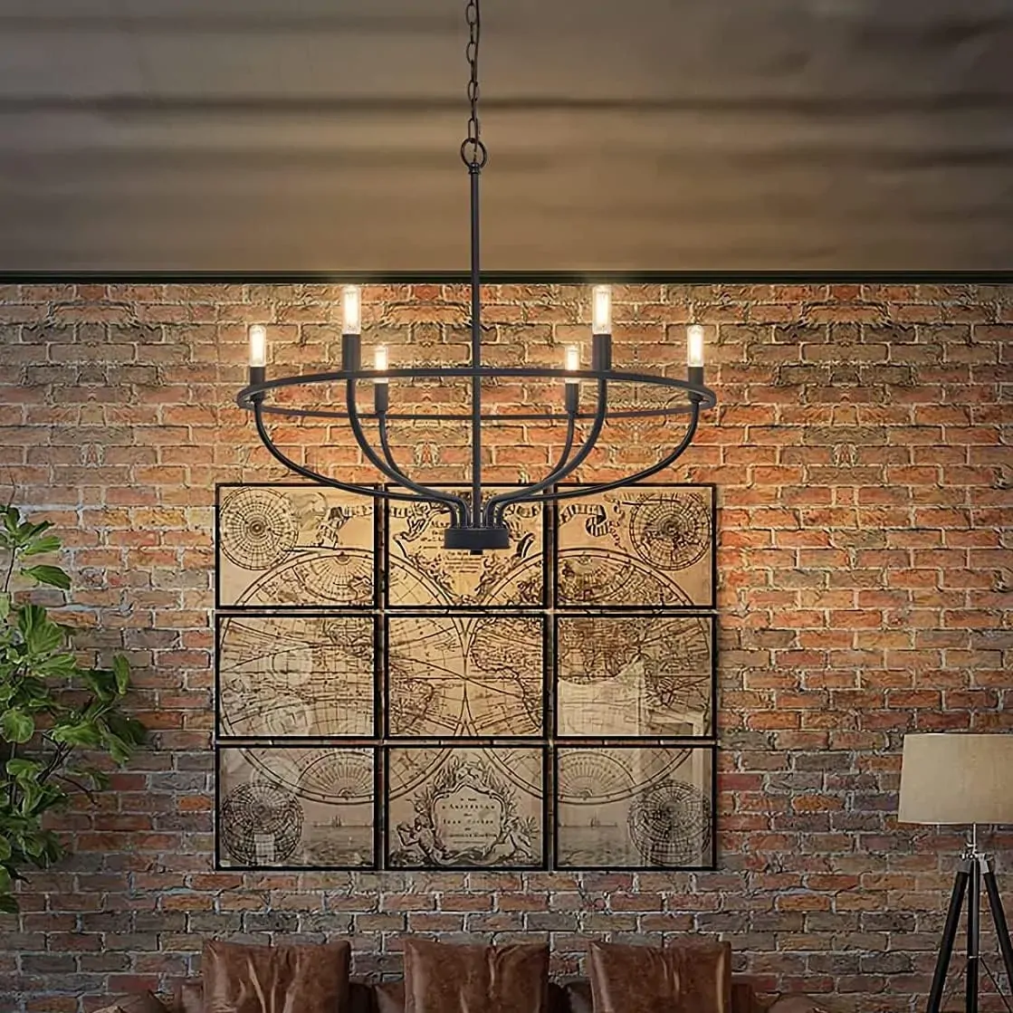 Vintage Candle Farmhouse Chandelier, 6-light, Black Price