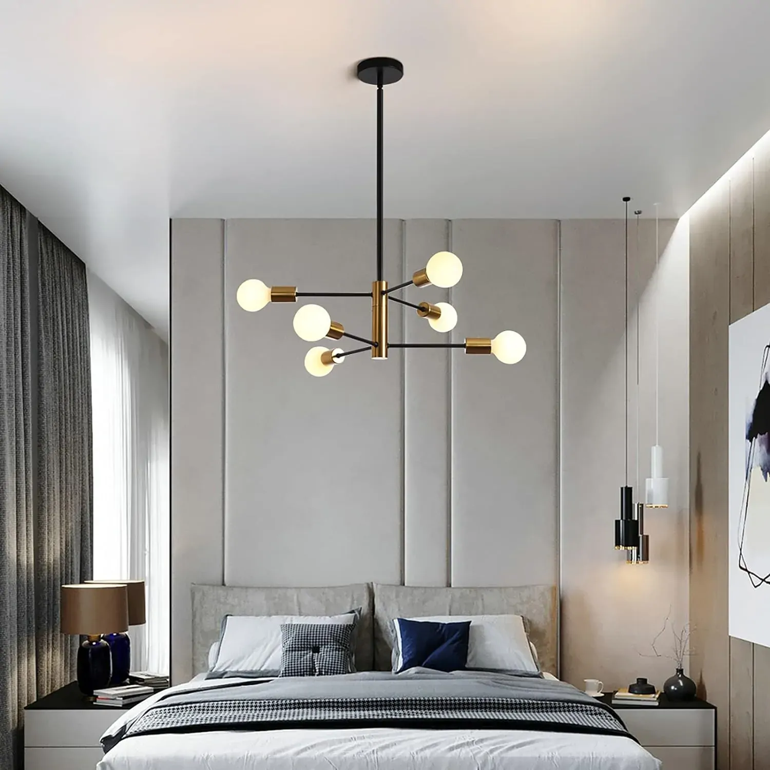 Sputnik Chandelier Modern Industrial, 6-Light , Black & Gold Price