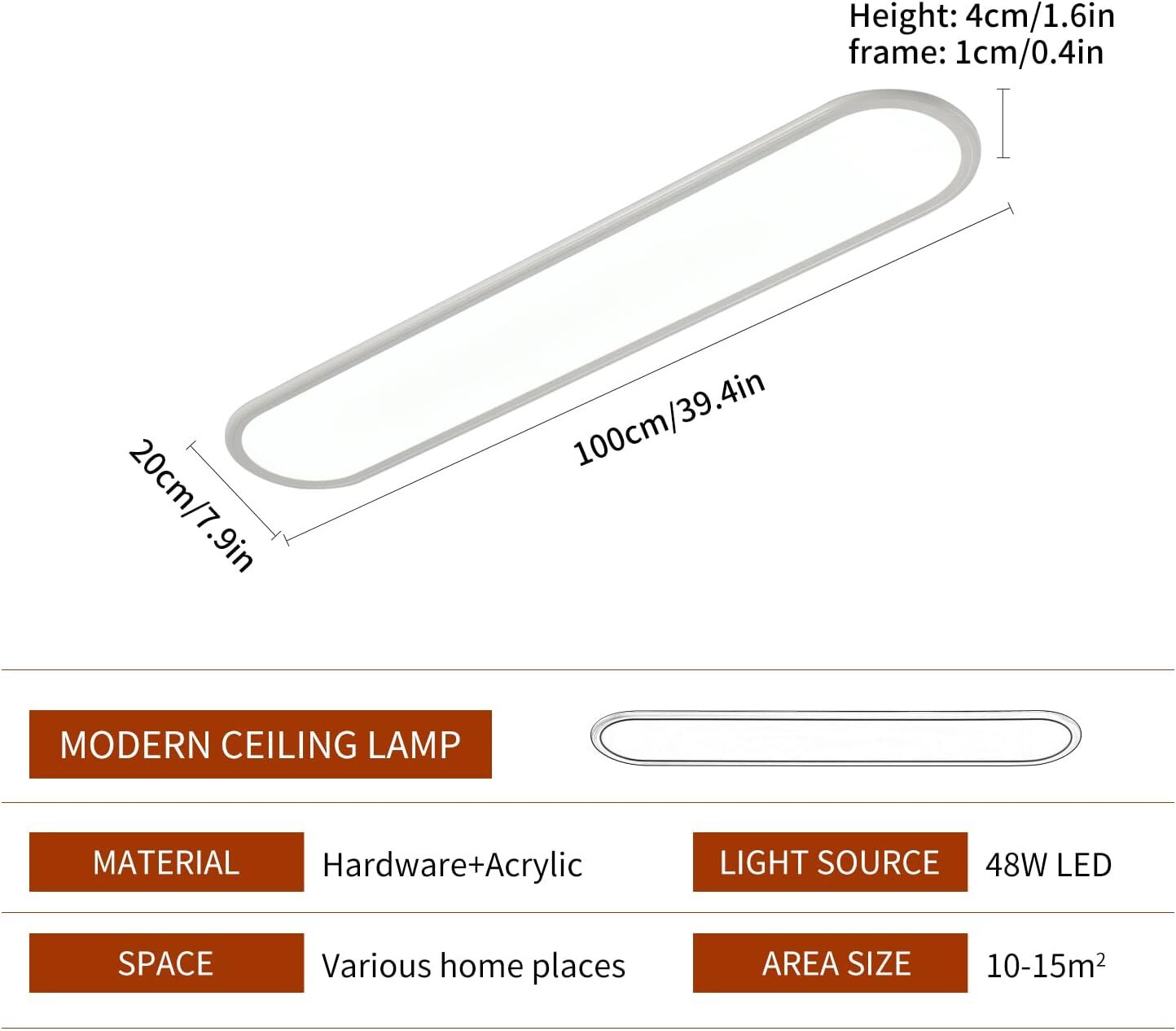 Dimmable LED Ceiling Light, 48W White Price