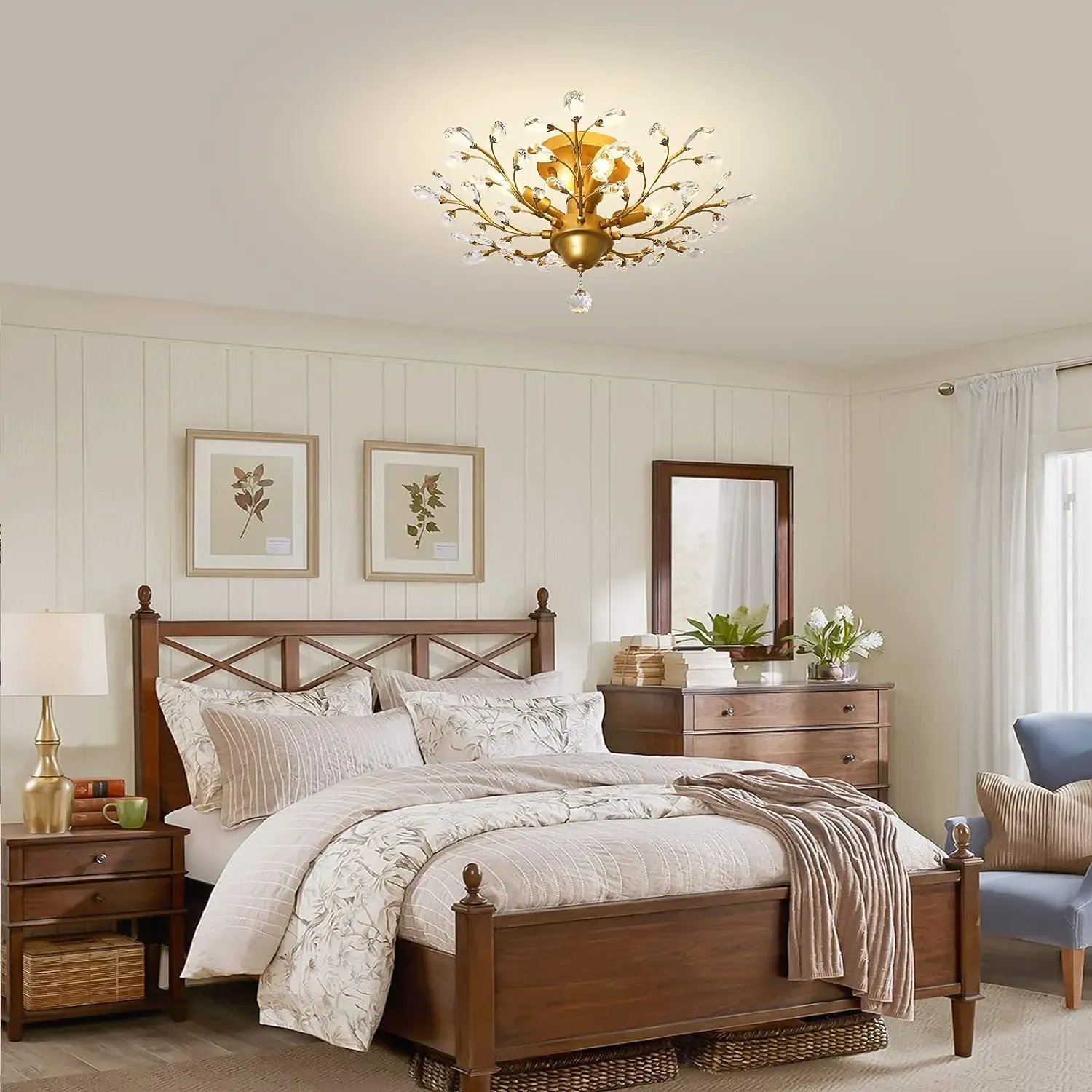 Crystal Chandelier Vintage, 4 Lights, Gold Price