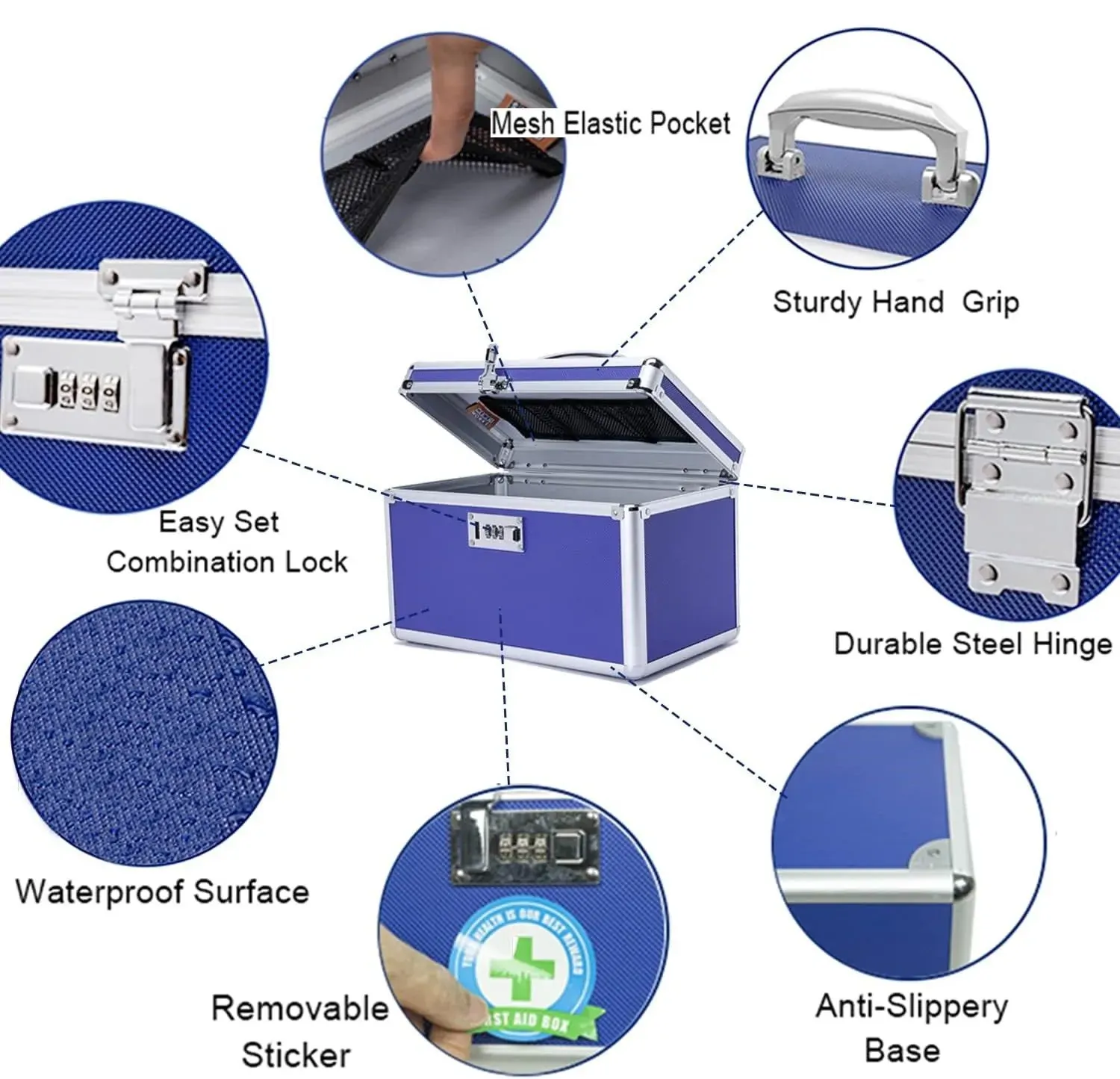 Locking Combination Medicine Box (Blue/Medium) Price