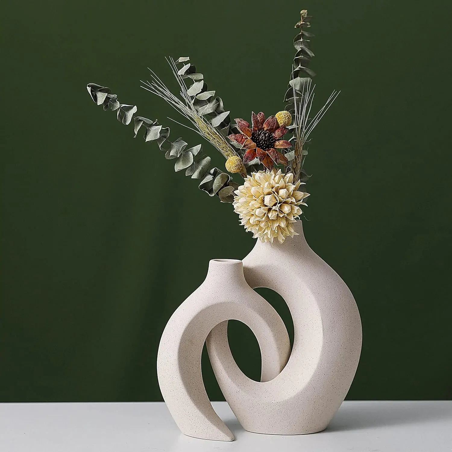 Ceramic Set of 2 Creative White Vases for Home Decor Price