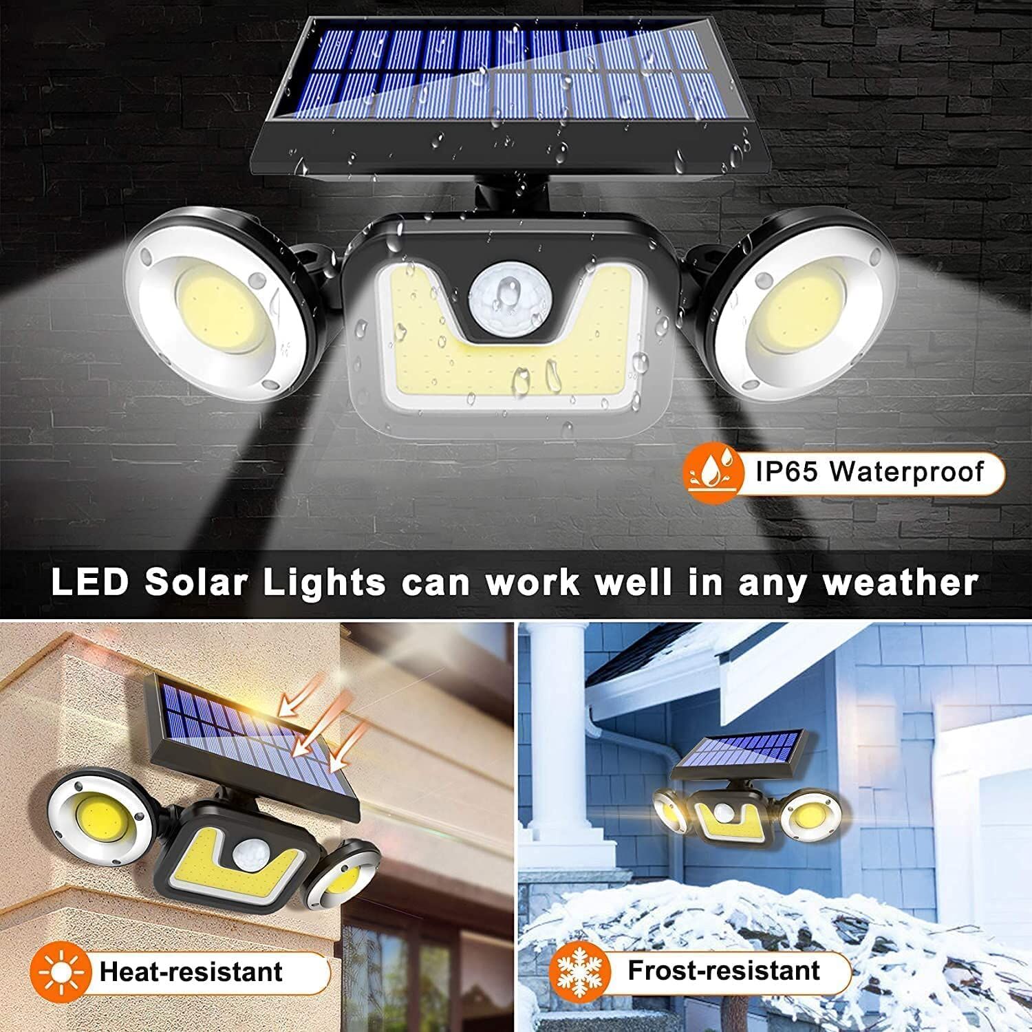 Outdoor Solar Lights with 3 Adjustable Head for Porch Garden Patio Price