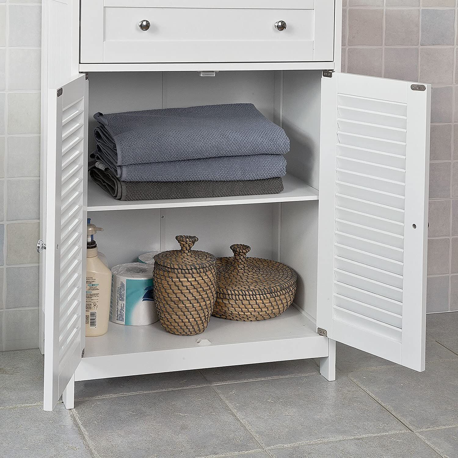 Freestanding Storage Cabinet with Doors/Drawer 60x87x35 cm Price