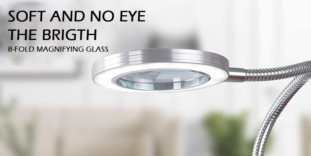 Lighting LED 8X Magnifying Lamp with Metal Clamp 360° Flexible Gooseneck and USB Plug Design for Tattoo, Manicure and Reading Price