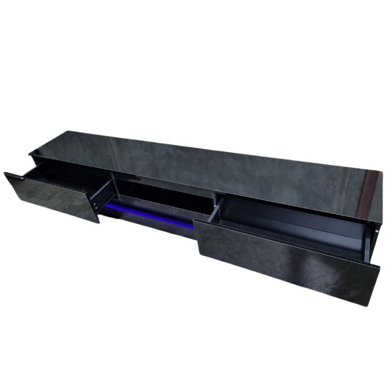 Northenden Modern High Gloss LED RGB TV Entertainment Unit with Storage 220cm - Black Price