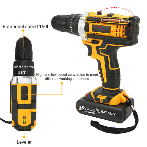 36VF BRUSHLESS HEAVY DUTY CORDLESS DRILL IMPACT DRIVER KIT HAMMER +2 BATTERY Box Price