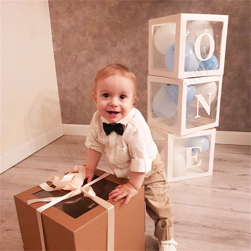 ONE Balloons Box Clear Gift Boxes Gift Birthday Baby Shower Party AU Price