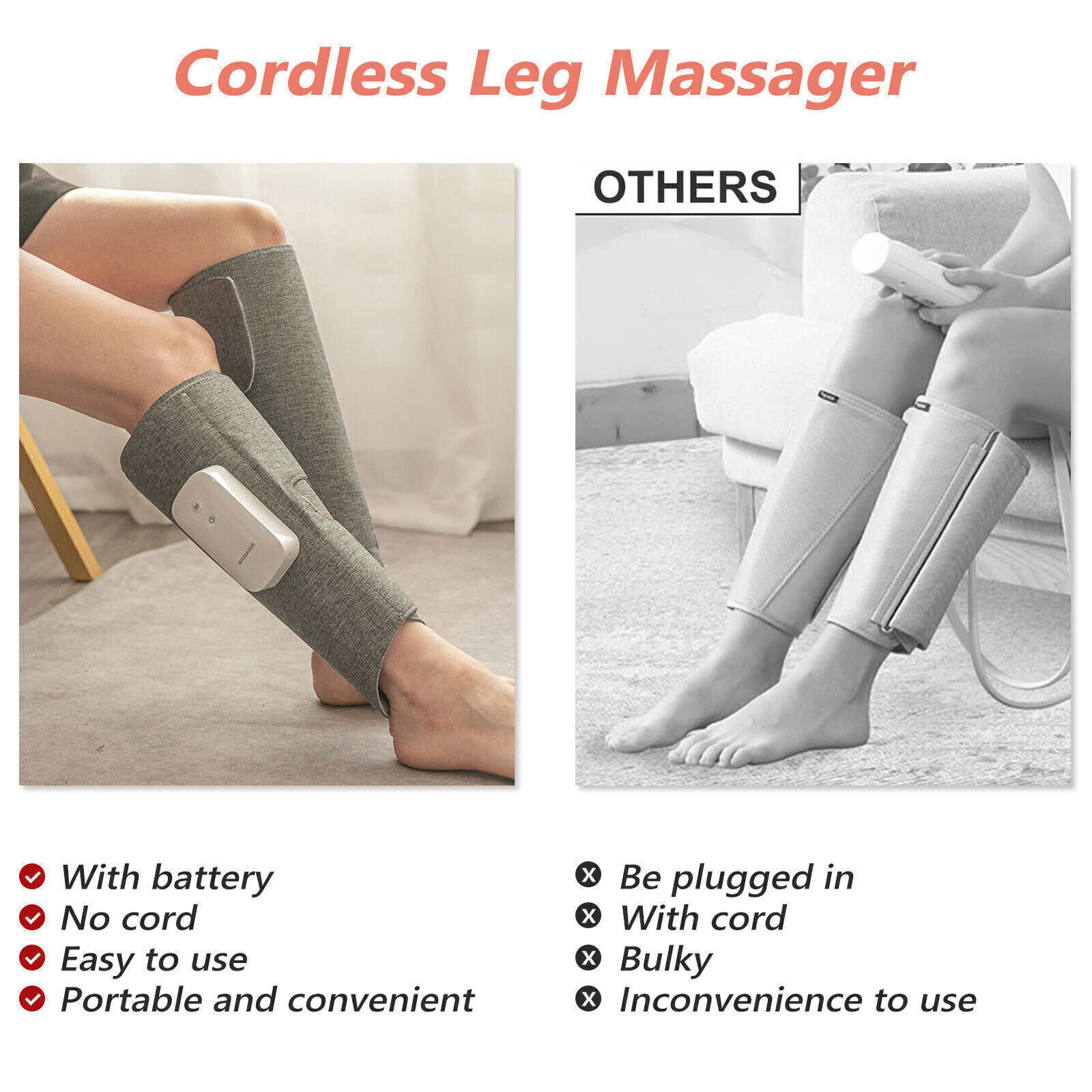 Leg Massager Heated Air Compression Foot Massage Calf Circulation Muscles Relax Price