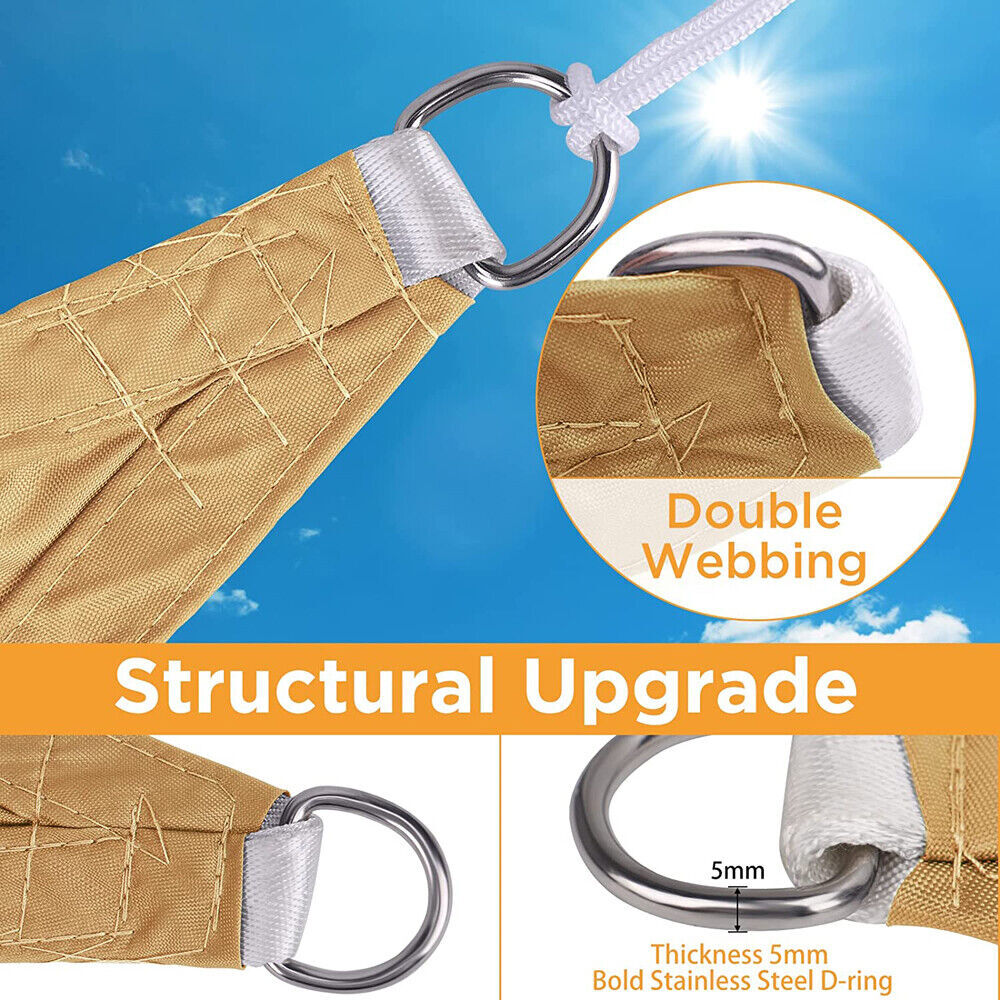 Heavy Duty Waterproof Sun Shade Sail Square Rectangle 320GSM HDPE 98% UV Block Price