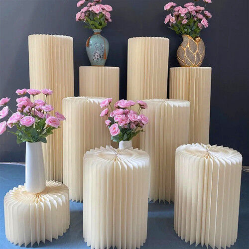 3 PCS Carboard Round Plinth Cylinder Pedestal Wedding Flower Display Stand Price