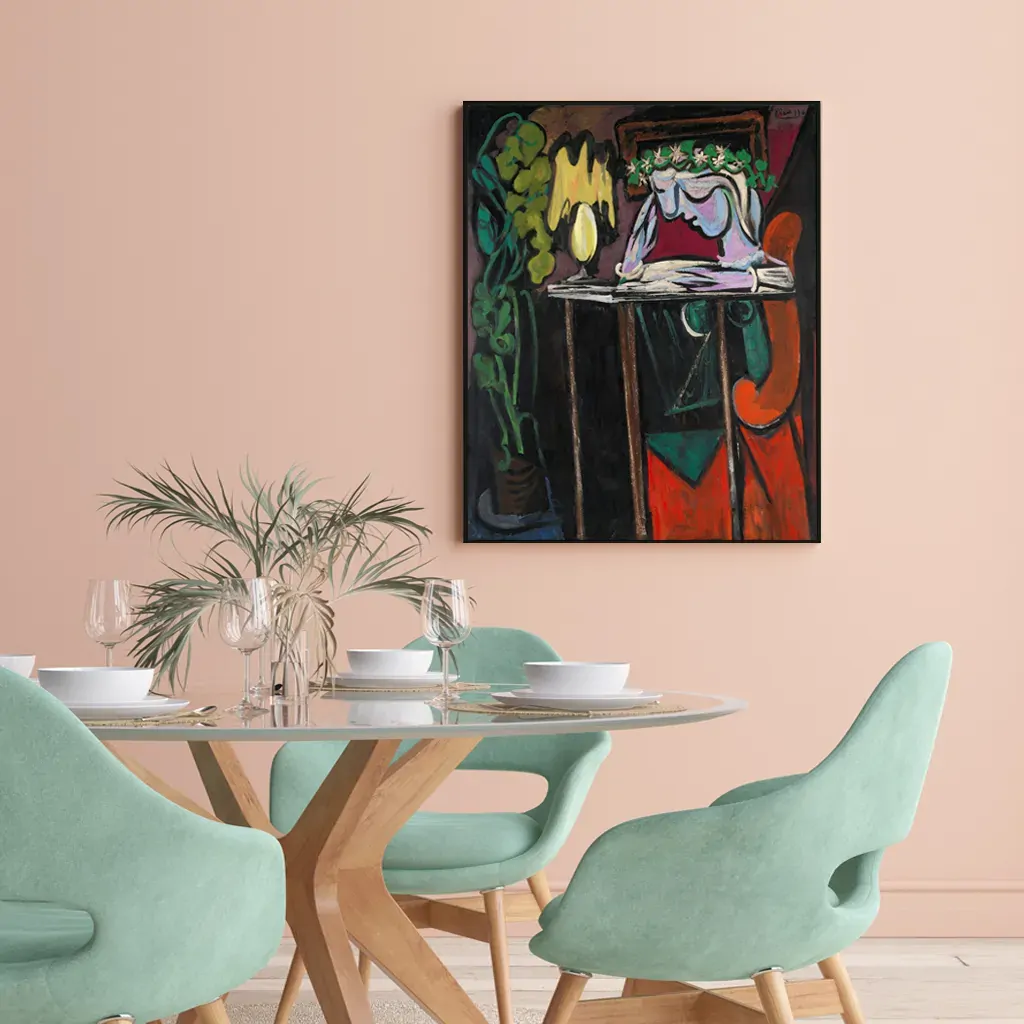 Wall Art 90cmx135cm Reading Girl by Pablo Picasso Black Frame Canvas Price
