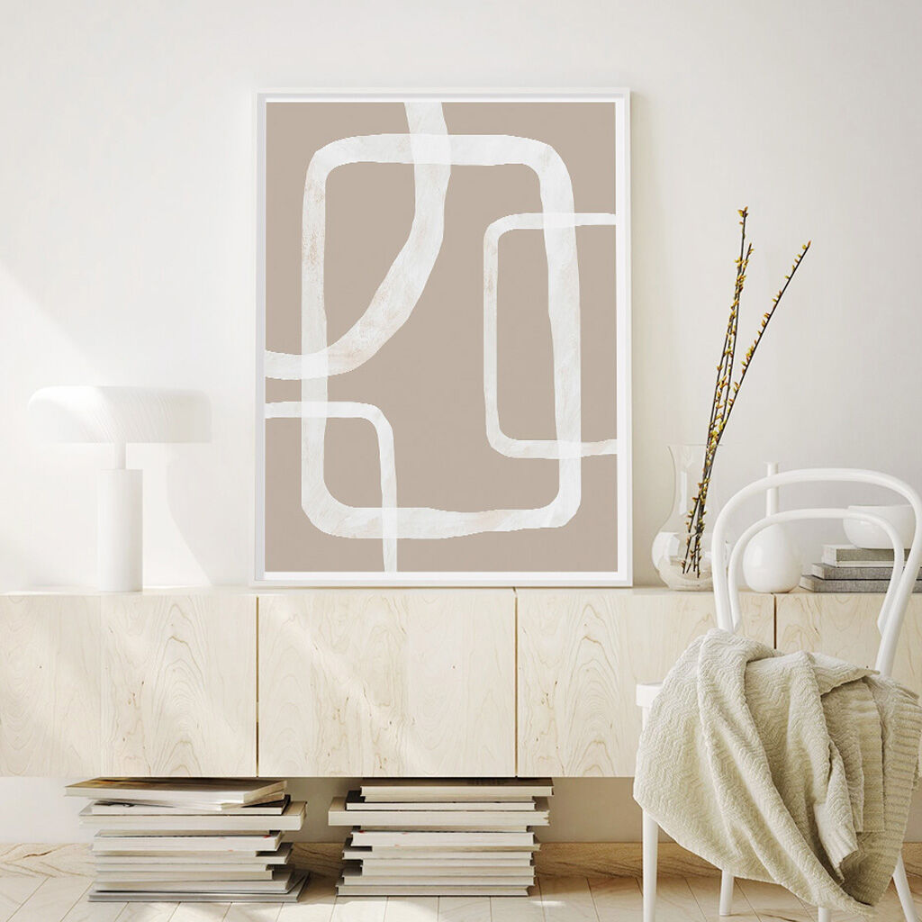 Wall Art 50cmx70cm Abstract White Lines 2 Sets White Frame Canvas Price