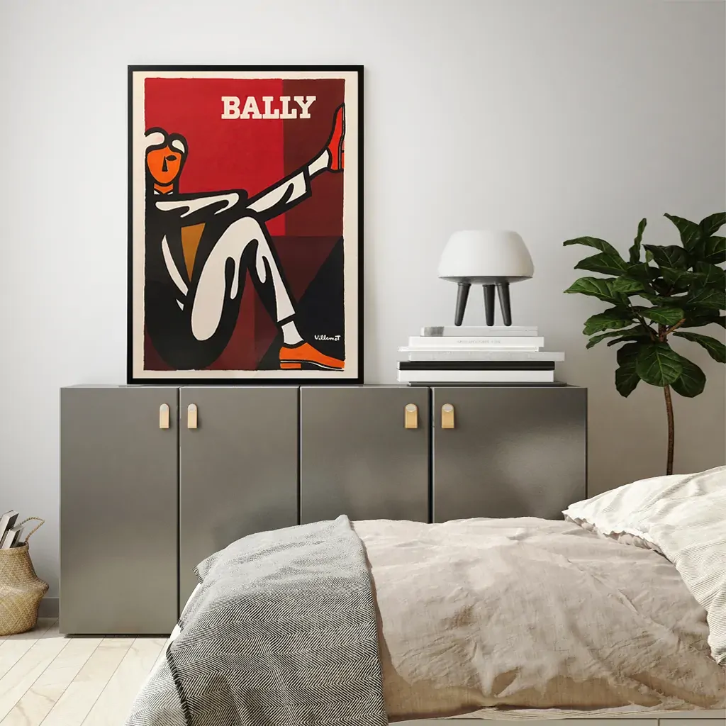 Wall Art 40cmx60cm Bally Man by Villemot Black Frame Canvas Price