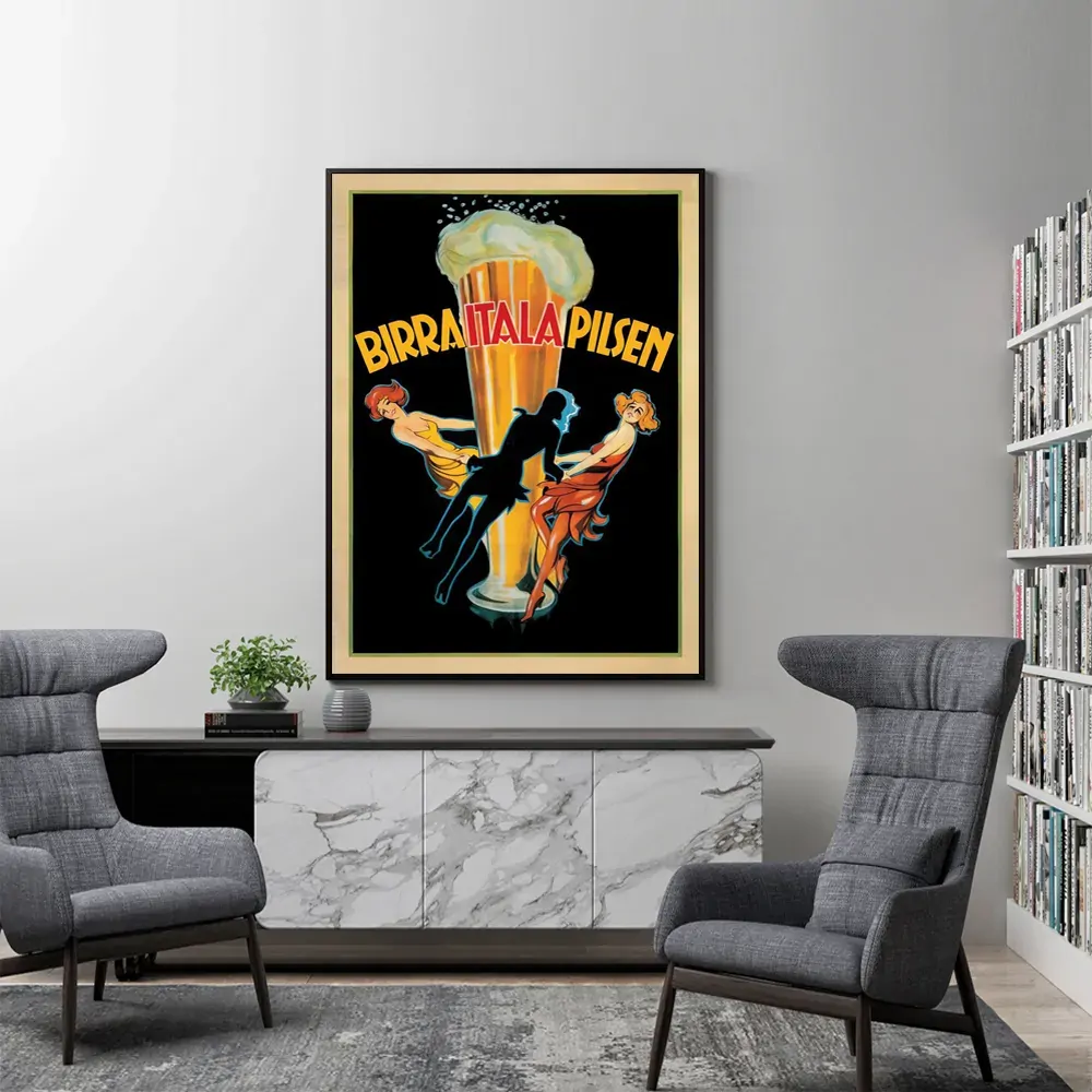 Wall Art 40cmx60cm Birra Itala Pilsen Black Frame Canvas Price