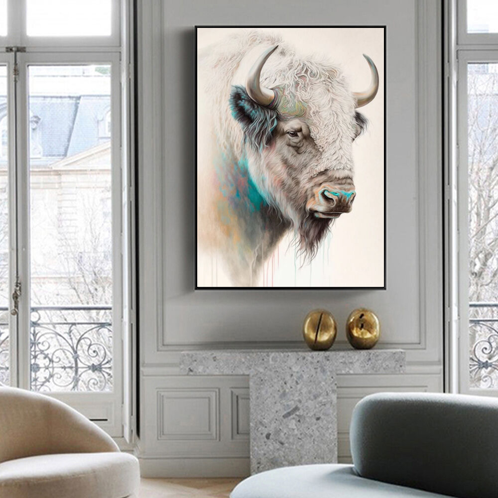 50cmx70cm Great White Buffalo Black Frame Canvas Wall Art Price