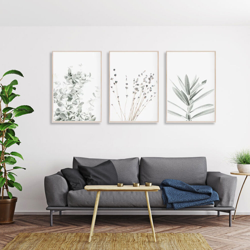 70cmx100cm Lavender Eucalyptus 3 Sets Wood Frame Canvas Wall Art Price