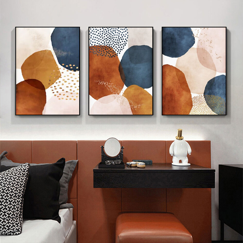 100cmx150cm Navy Pink Beige 3 Sets Black Frame Canvas Wall Art Price