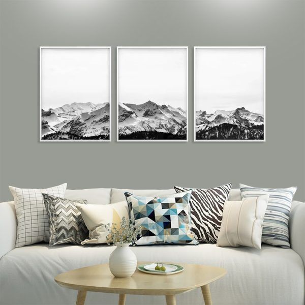 50cmx70cm Black White Mountain 3 Sets White Frame Canvas Wall Art Price