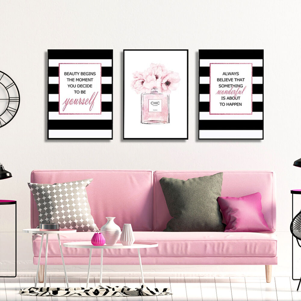 50cmx70cm Fashion Prints 3 Sets Black Frame Canvas Wall Art Price