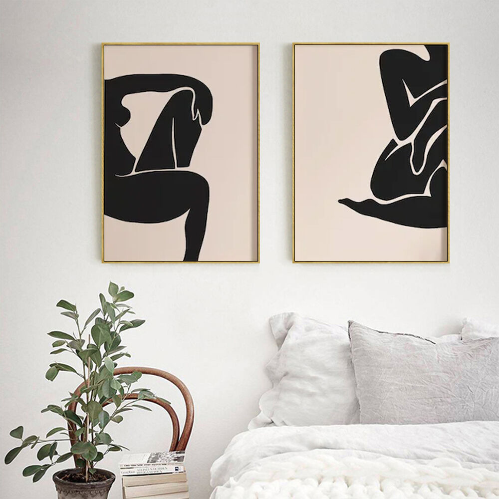 100cmx150cm Female Figure 2 Sets Gold Frame Canvas Wall Art Price