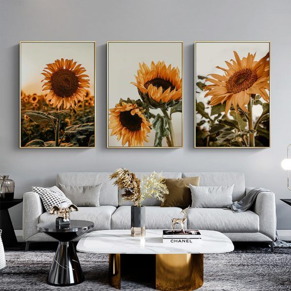 40cmx60cm Sunflower 3 Sets Gold Frame Canvas Wall Art Price