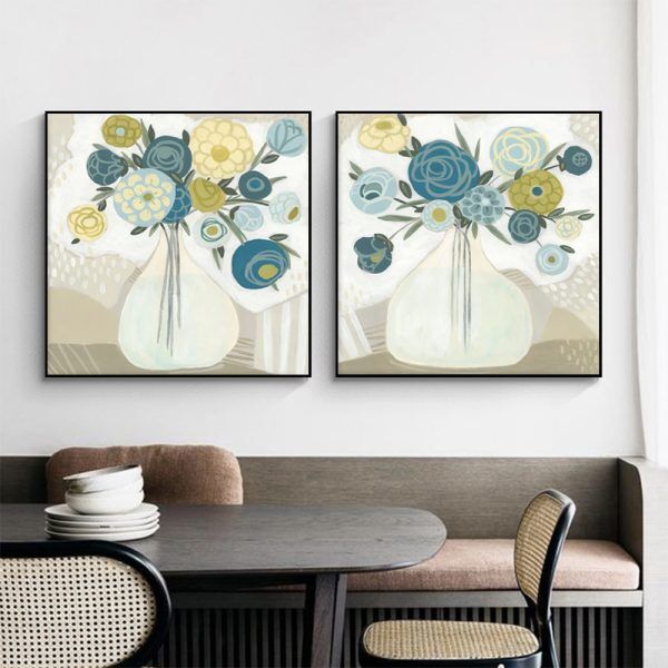 40cmx40cm Blue Bouquet 2 Sets Black Frame Canvas Wall Art Price