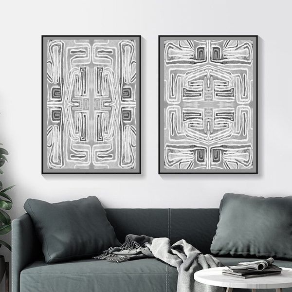 100cmx150cm Black White Pattern 2 Sets Black Frame Canvas Wall Art Price