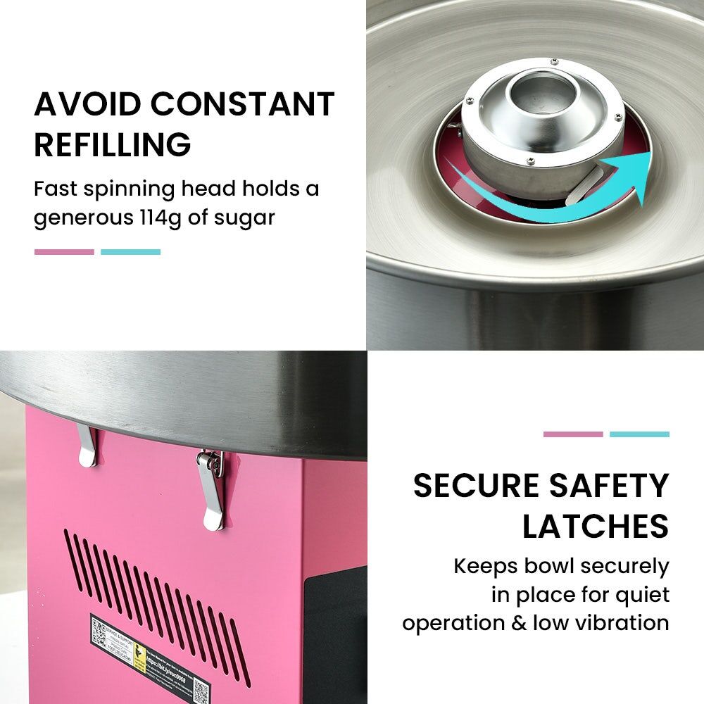 EUROCHEF 1000W Commercial Cotton Candy Machine Fairy Floss Maker with Transparent Shield Price