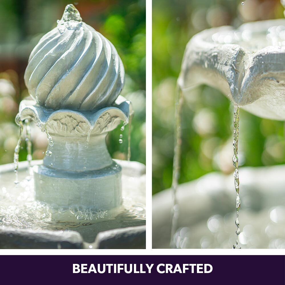 PROTEGE 3 Tier Solar Powered Water Feature Fountain Bird Bath - Light Grey Price