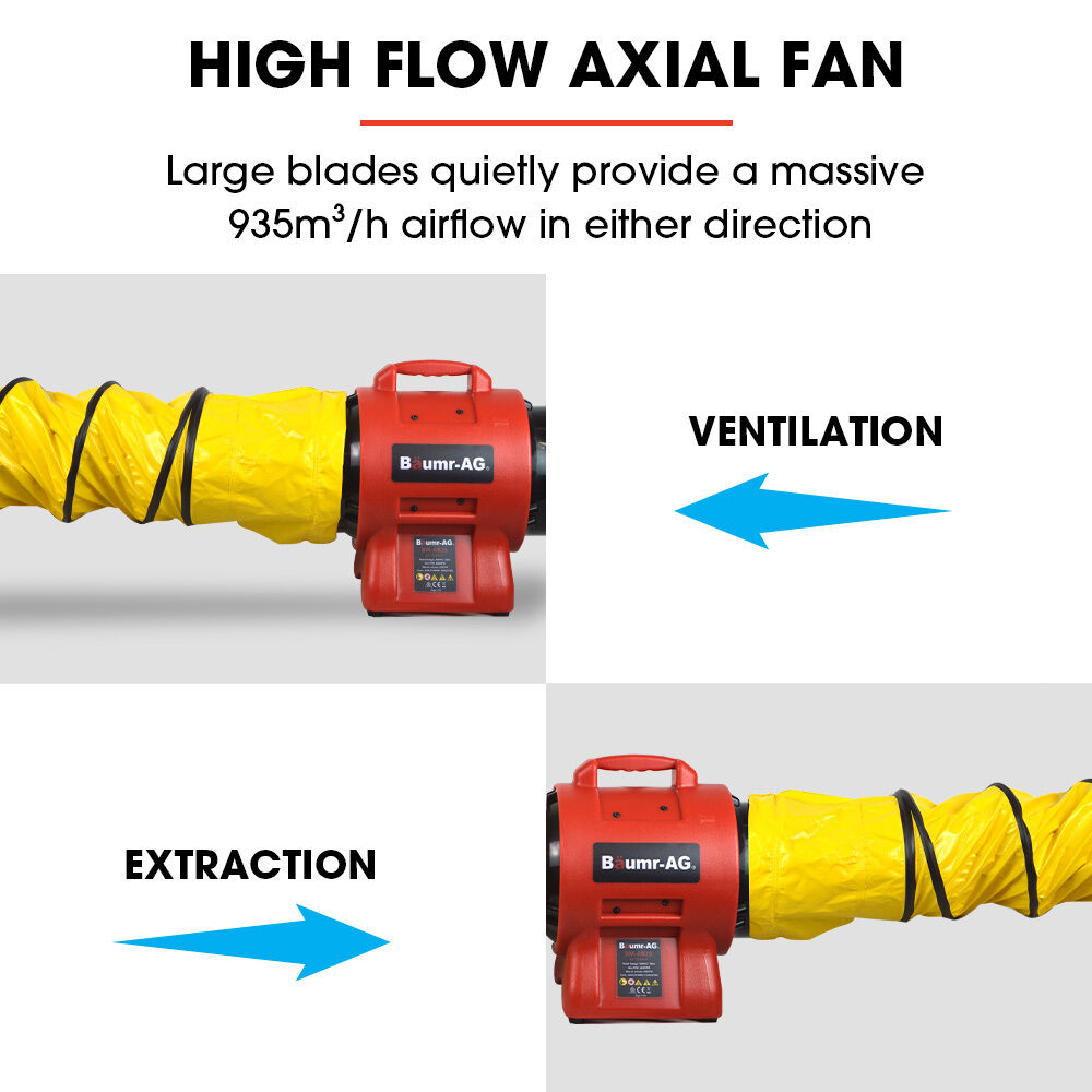 Baumr-AG 200mm (8 inch) Portable Axial Air Mover Blower Fan with 10m Ventilation Duct Price