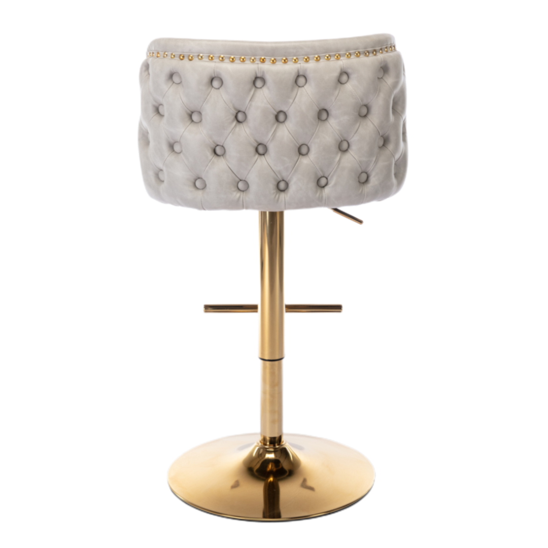 2x Faux Leather Golden Base Swivel Bar Stools- Beige Price