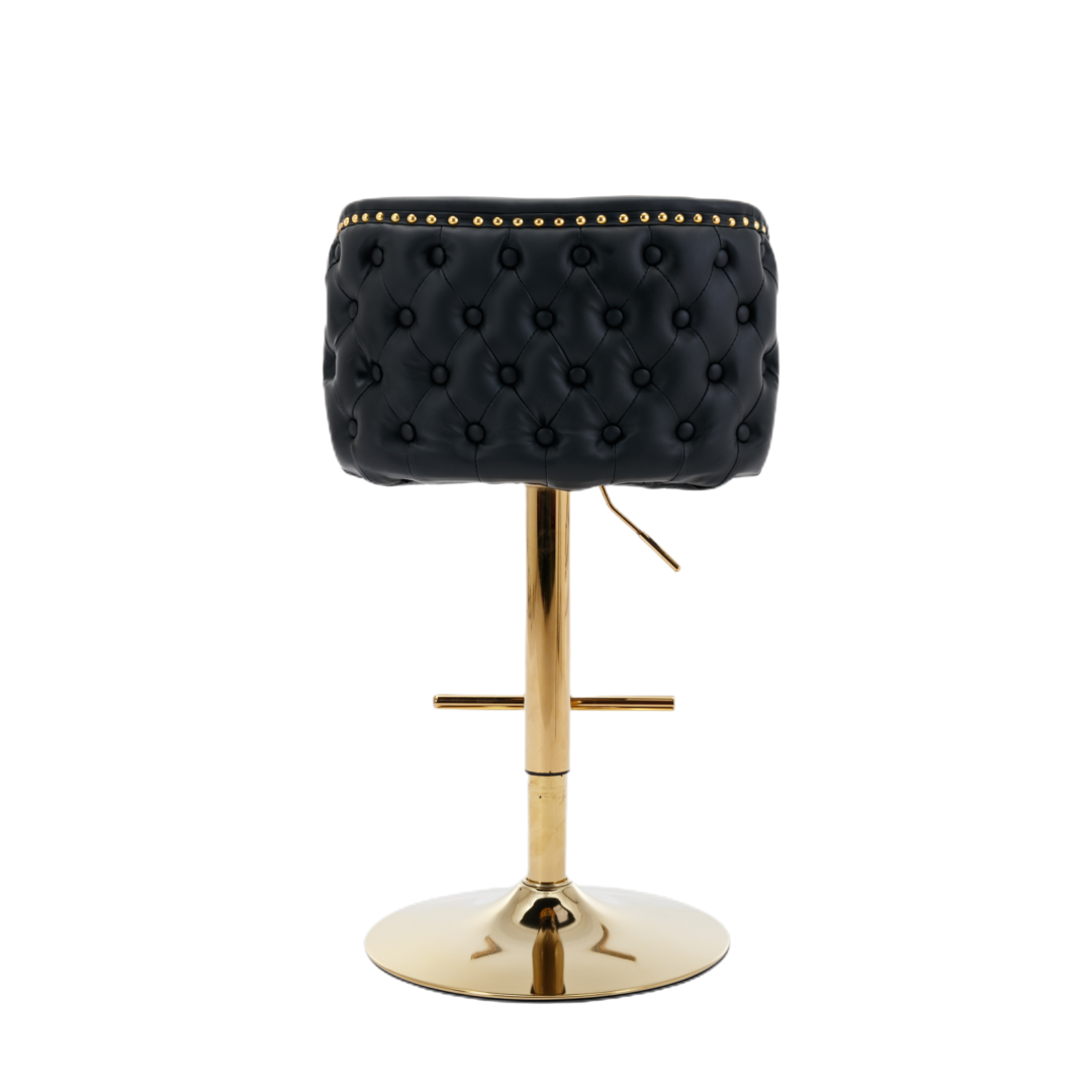 2x Faux Leather Golden Base Swivel Bar Stools- Black Price