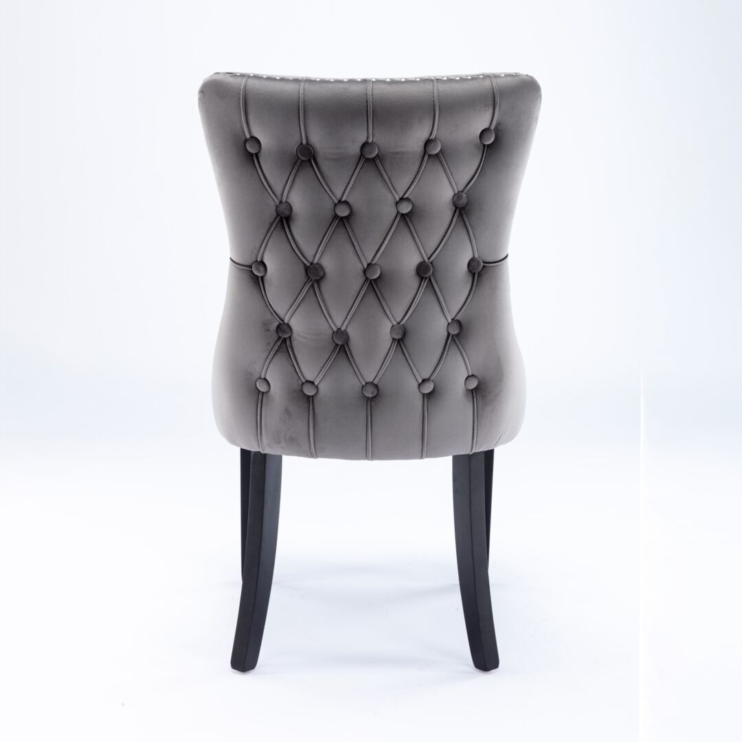 2x Velvet Upholstered Dining Chairs Tufted Wingback Side Chair with Studs Trim Solid Wood Legs for Kitchen Price