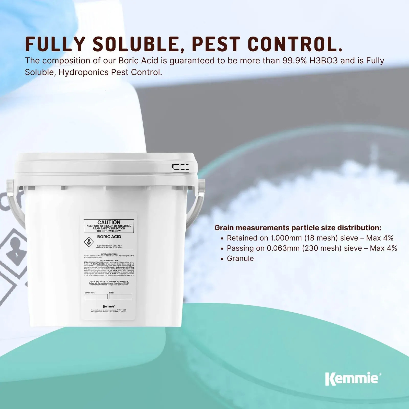 4.9Kg Boric Acid Powder Bucket 99.9% Pure Fully Soluble Granule Pest Ant Roaches Price